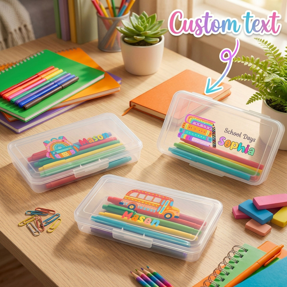 Personalized Name Box - Personalized Pencil Case, Custom Name Clear